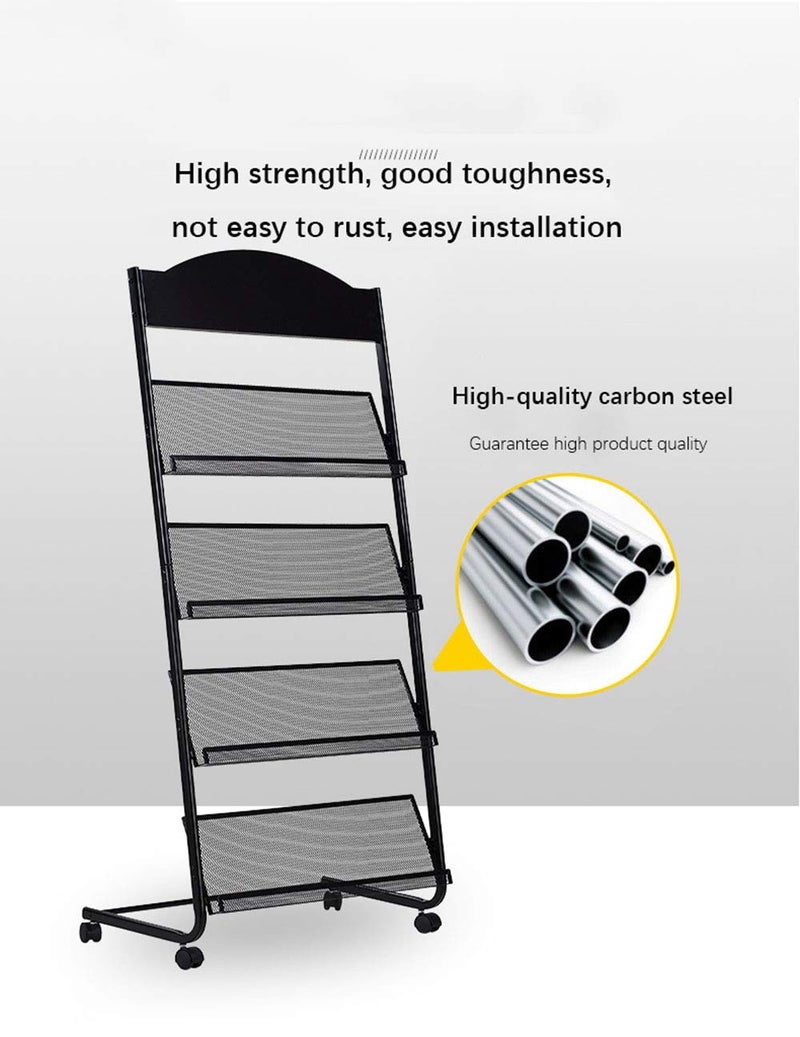 GenMo Iron Simple Floor-Standing Magazine Display Rack - Black - Image 3